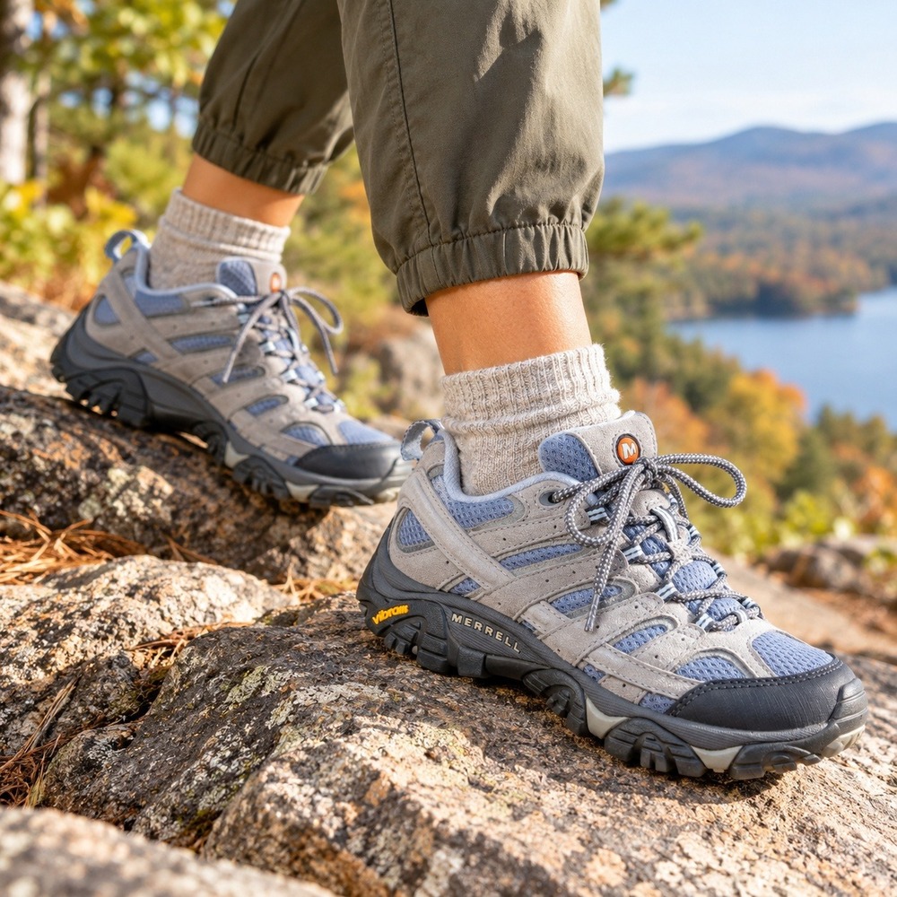Merrell Moab 2 Vent Hiking Shoes Vibram Suede Smoke Mesh Gray Blue Women's 6